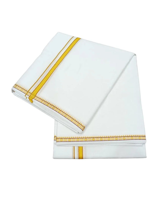 Men Pure Cotton Single Rudrassai White Panchakacham Dhoti-9x5