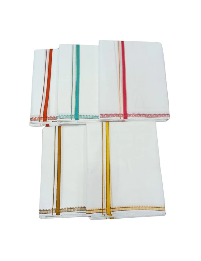 Men Pure Cotton Single Rudrassai White Panchakacham Dhoti-9x5