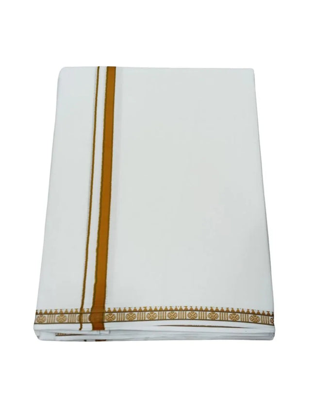 Men Pure Cotton Single Rudrassai White Panchakacham Dhoti-9x5