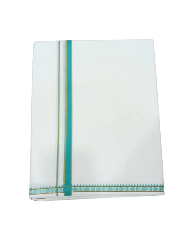 Men Pure Cotton Single Rudrassai White Panchakacham Dhoti-9x5