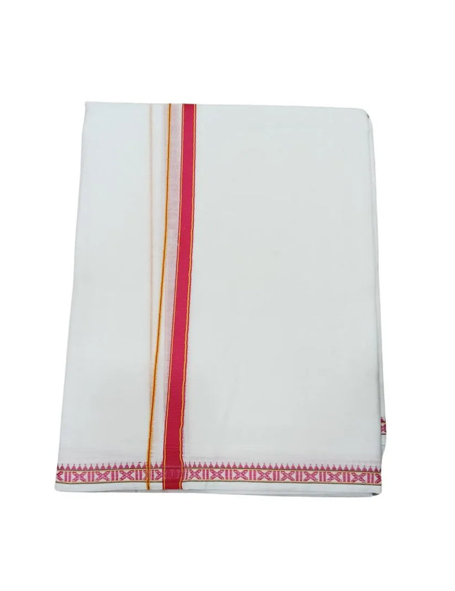 Men Pure Cotton Single Rudrassai White Panchakacham Dhoti-9x5