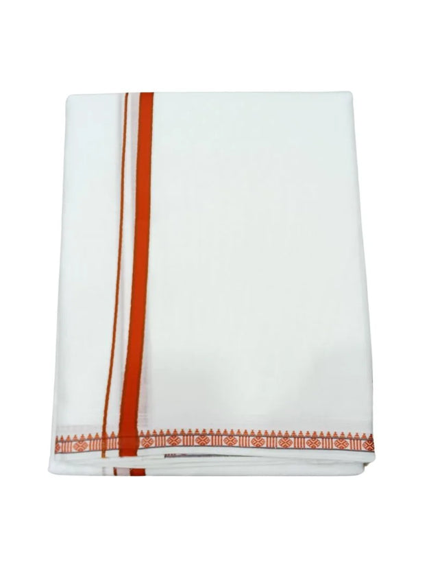 Men Pure Cotton Single Rudrassai White Panchakacham Dhoti-9x5