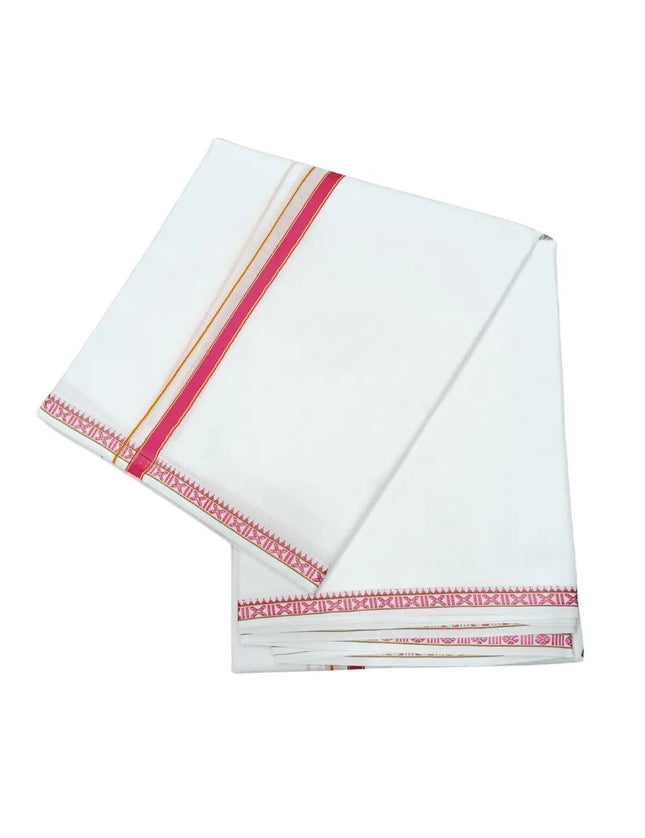 Men Pure Cotton Single Rudrassai White Panchakacham Dhoti-9x5