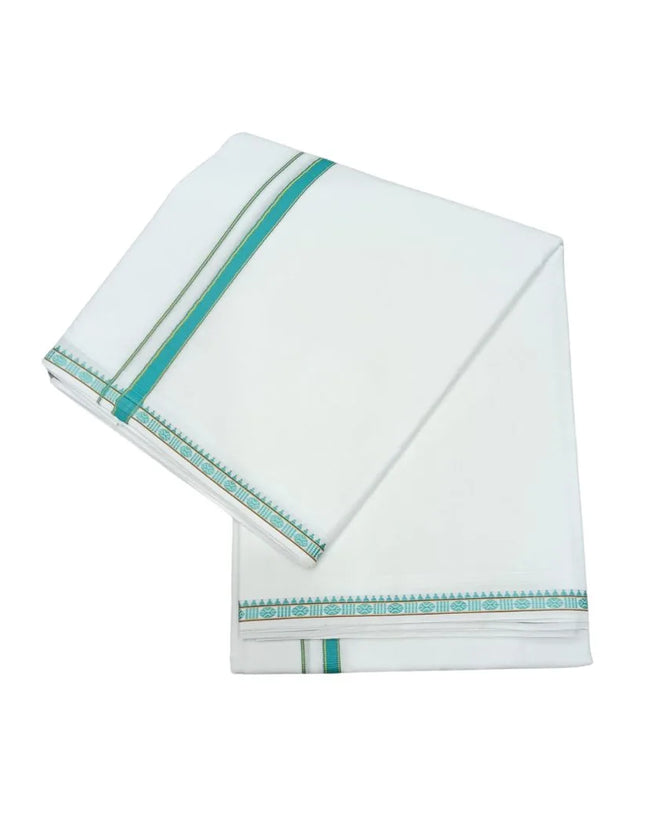 Men Pure Cotton Single Rudrassai White Panchakacham Dhoti-9x5