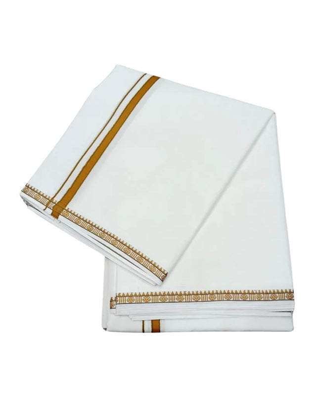 Men Pure Cotton Single Rudrassai White Panchakacham Dhoti-9x5