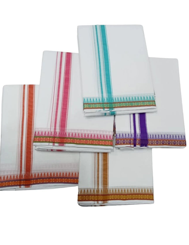 Men Pure Cotton D66 Mokku Ruthratch Panchakacham Dhoti- 10x6