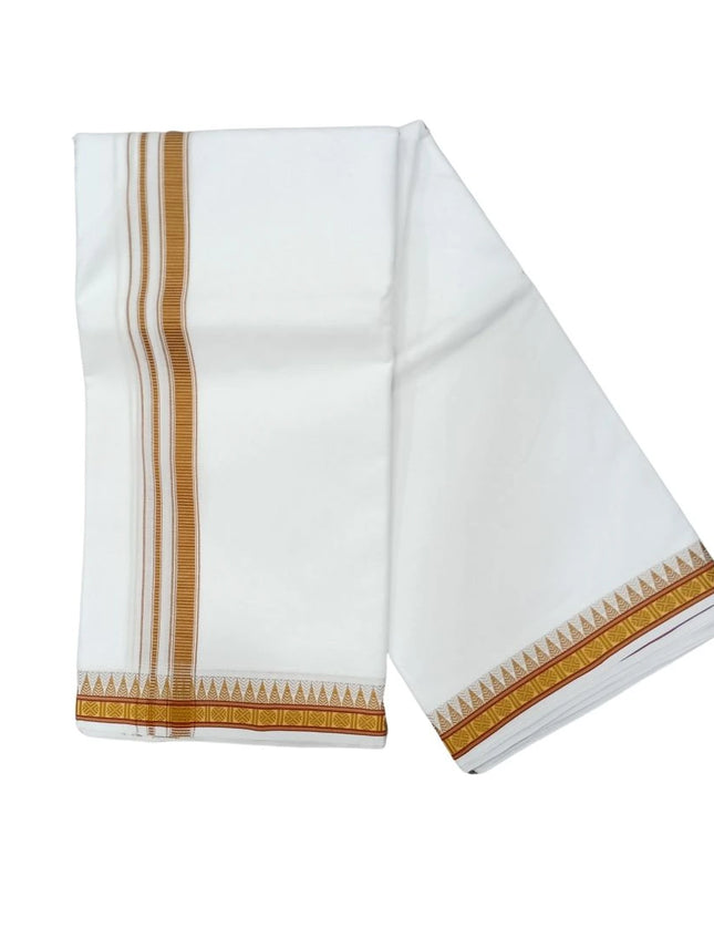 Men Pure Cotton D66 Mokku Ruthratch Panchakacham Dhoti- 10x6