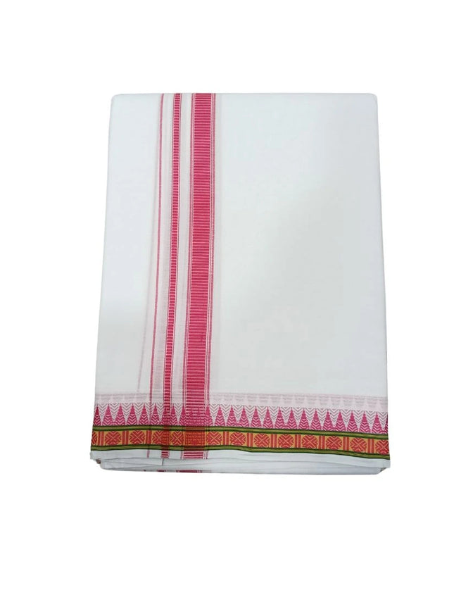 Men Pure Cotton D66 Mokku Ruthratch Panchakacham Dhoti- 10x6