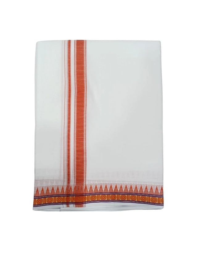 Men Pure Cotton D66 Mokku Ruthratch Panchakacham Dhoti- 10x6