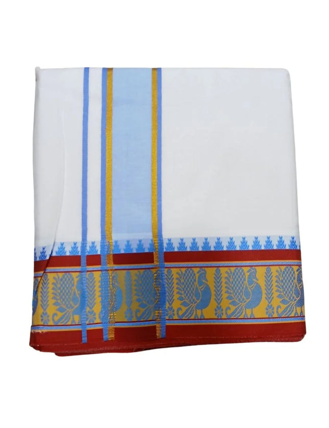 Men Pure Cotton Electronic Jaquard Panchakacham Dhoti-9x5