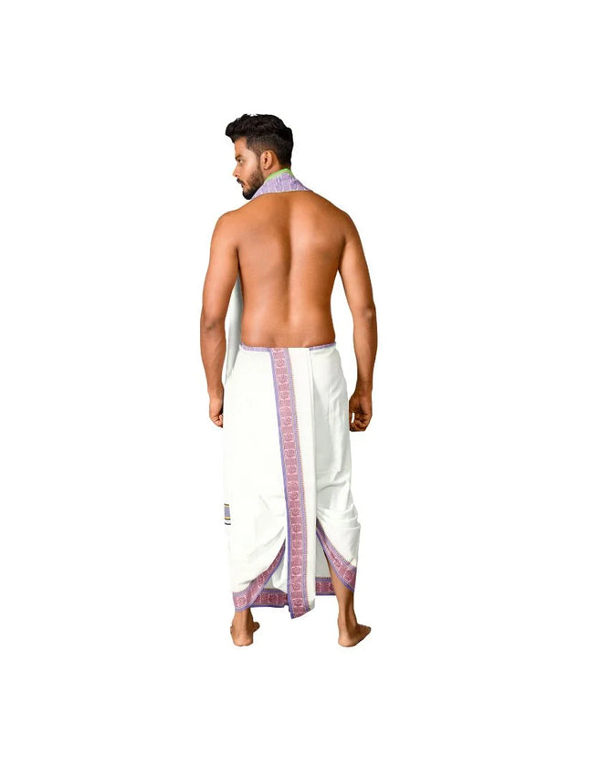 Men Pure Cotton Electronic Jaquard Panchakacham Dhoti-9x5