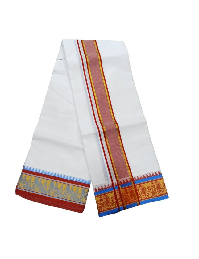 Men Pure Cotton Electronic Jaquard Panchakacham Dhoti-9x5