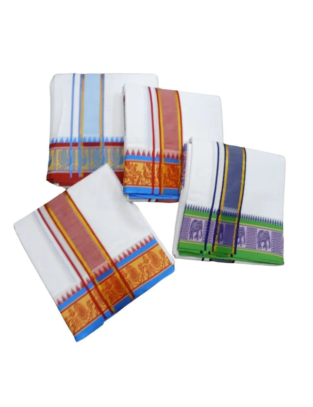 Men Pure Cotton Electronic Jaquard Panchakacham Dhoti-9x5