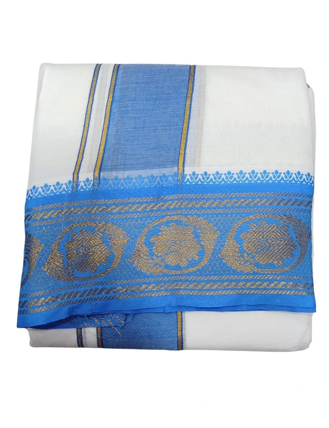 Men Pure Cotton Jaquard 5 Inch Panchakacham Dhoti- 10x6