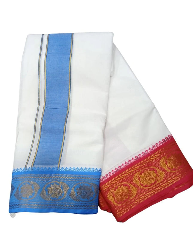 Men Pure Cotton Jaquard 5 Inch Panchakacham Dhoti- 10x6