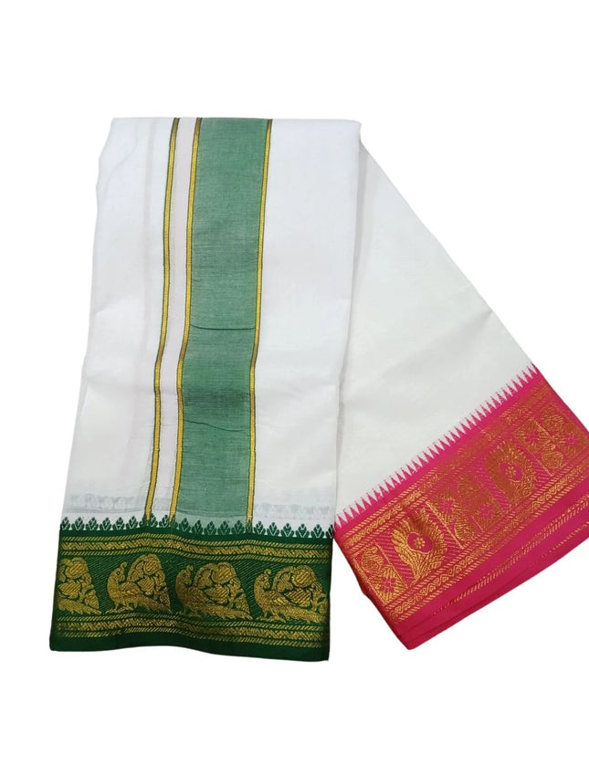 Men Pure Cotton Jaquard 5 Inch Panchakacham Dhoti- 10x6