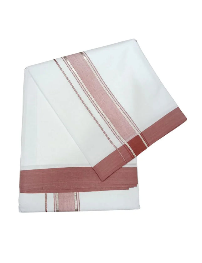 Men Pure Cotton Jari Fancy Mundhi Panchakacham Dhoti-9x5