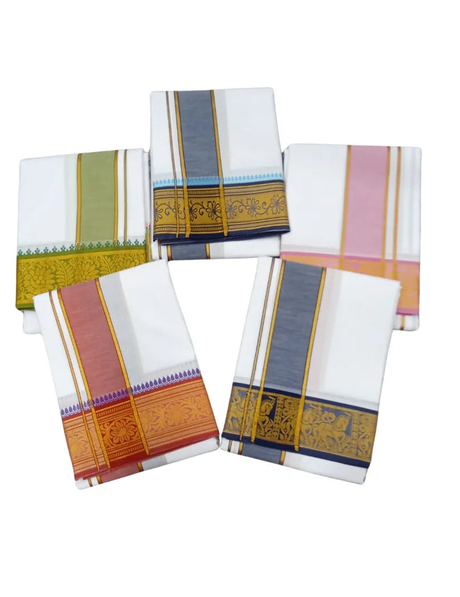 Men Pure Cotton Jayam White Panchakacham Dhoti-9x5