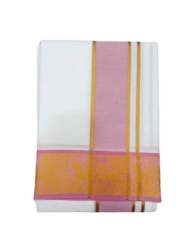 Men Pure Cotton Jayam White Panchakacham Dhoti-9x5