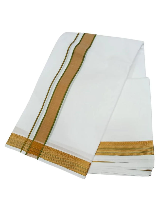 Men Pure Cotton Krishna White Panchakacham Dhoti-9x5