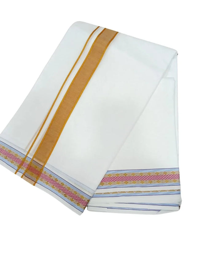 Men Pure Cotton Krishna White Panchakacham Dhoti-9x5