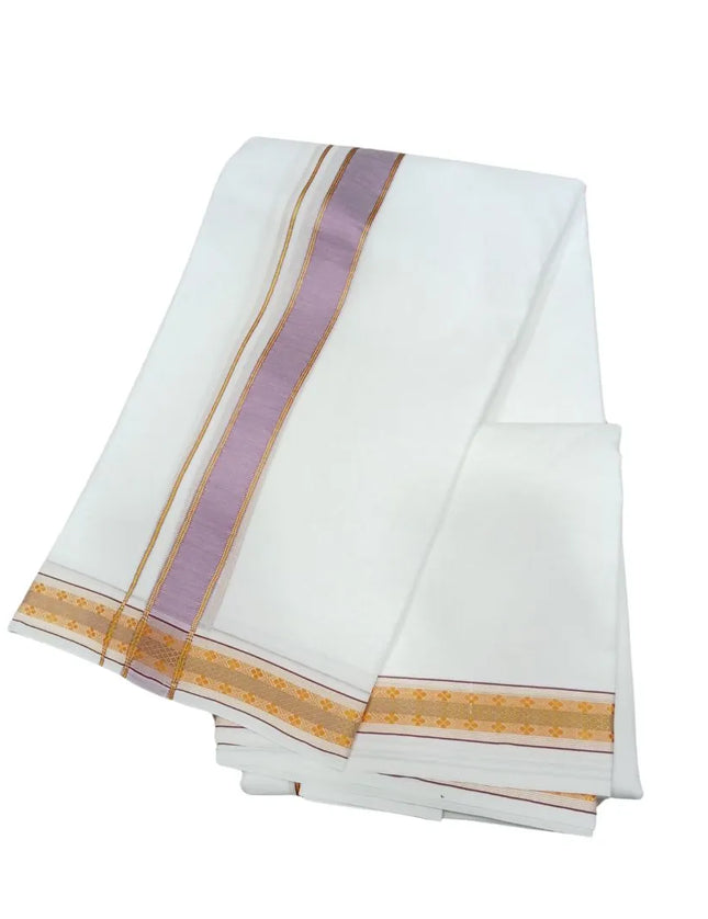Men Pure Cotton Krishna White Panchakacham Dhoti-9x5