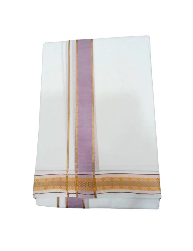 Men Pure Cotton Krishna White Panchakacham Dhoti-9x5