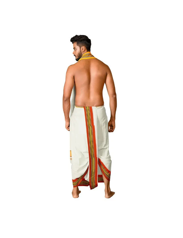 Men Pure Cotton Nagpuri Panchakacham Dhoti -9x5