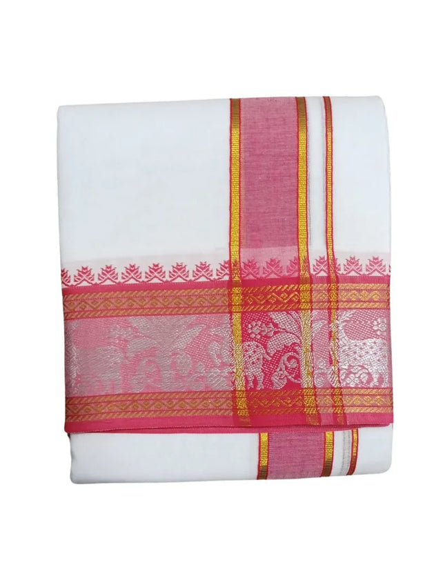 Men Pure Cotton Sartien Jaquard Panchakacham Dhoti-9x5