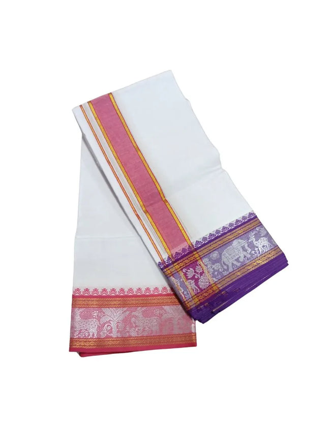 Men Pure Cotton Sartien Jaquard Panchakacham Dhoti-9x5