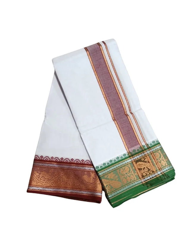 Men Pure Cotton Sartien Jaquard Panchakacham Dhoti-9x5