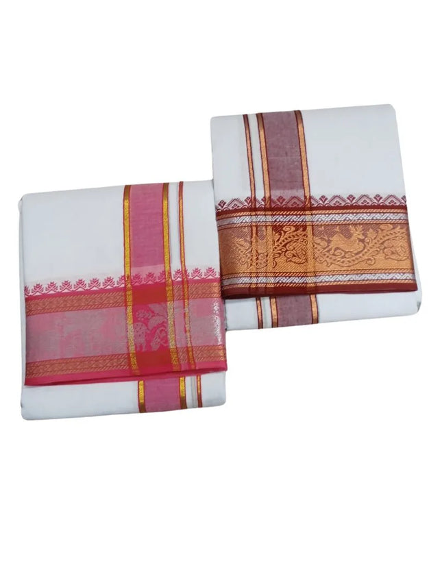 Men Pure Cotton Sartien Jaquard Panchakacham Dhoti-9x5