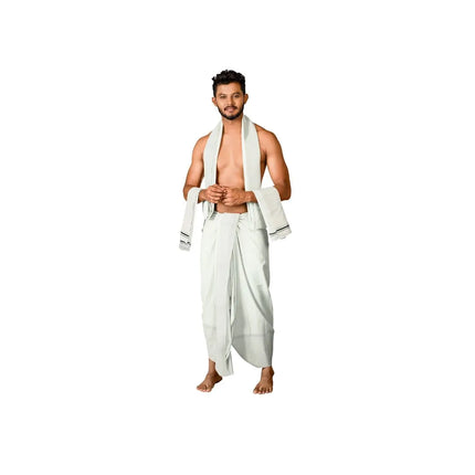 Men Pure Cotton Seer Panchakacham Dhoti- 10x6