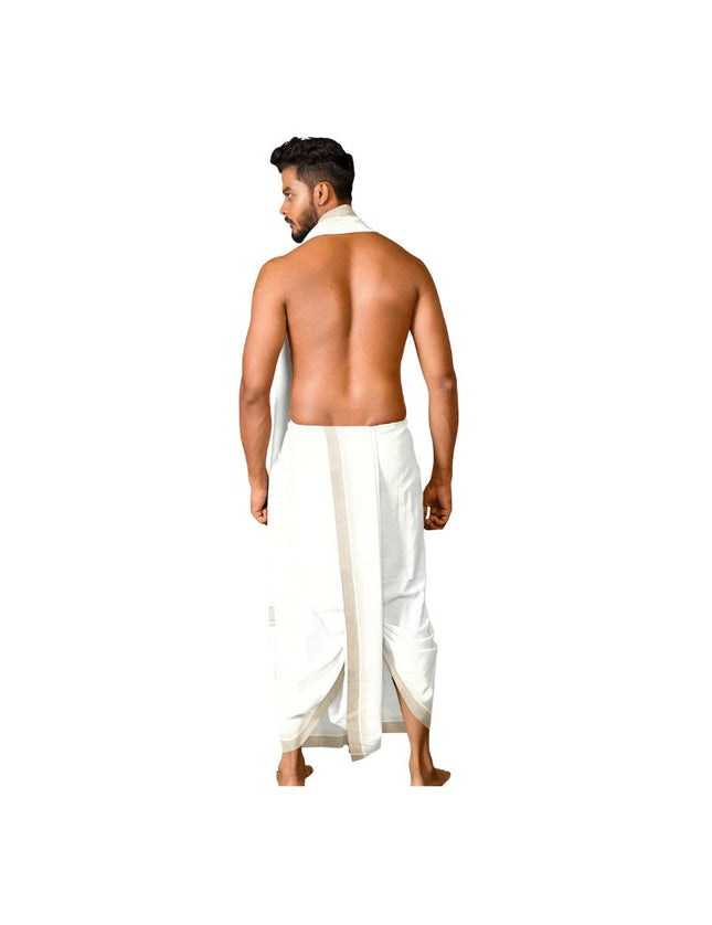 Men Pure Cotton Super Nice Seer Panchakacham Dhoti-9x5