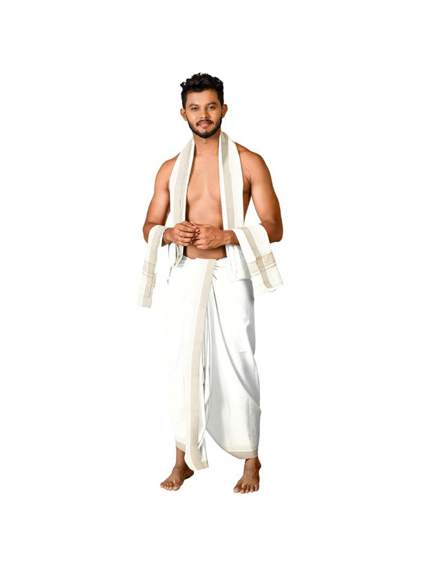 Men Pure Cotton Super Nice Seer Panchakacham Dhoti-9x5
