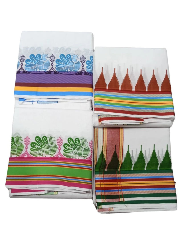 Men Pure Cotton Tower White Panchakacham Dhoti-9x5