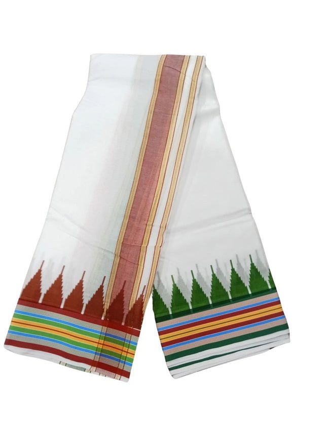 Men Pure Cotton Tower White Panchakacham Dhoti-9x5