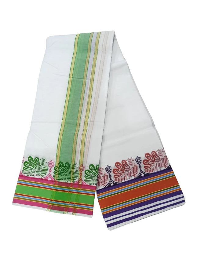 Men Pure Cotton Tower White Panchakacham Dhoti-9x5