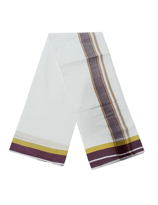 Men Pure Cotton Veg Bleached Panchakacham Dhoti- 9x5