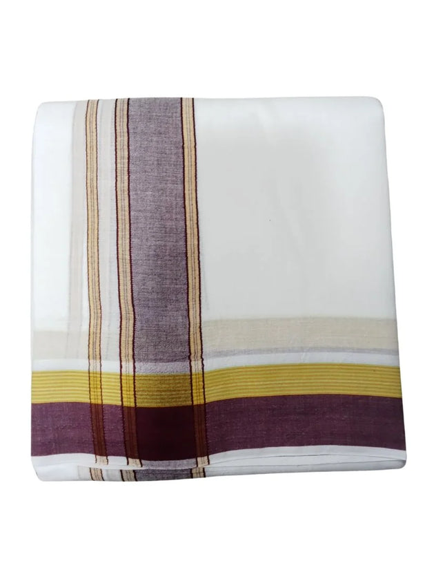 Men Pure Cotton Veg Bleached Panchakacham Dhoti- 9x5