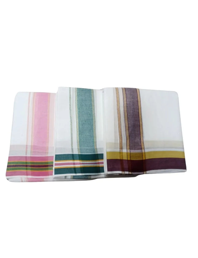 Men Pure Cotton Veg Bleached Panchakacham Dhoti- 9x5