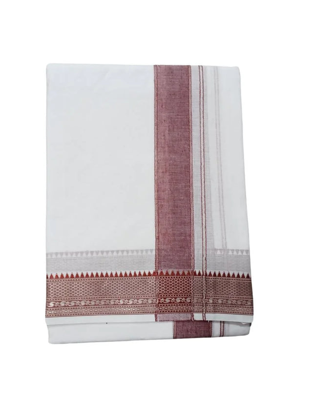 Men Pure Cotton Vishnu White Panchakacham Dhoti- 10x6