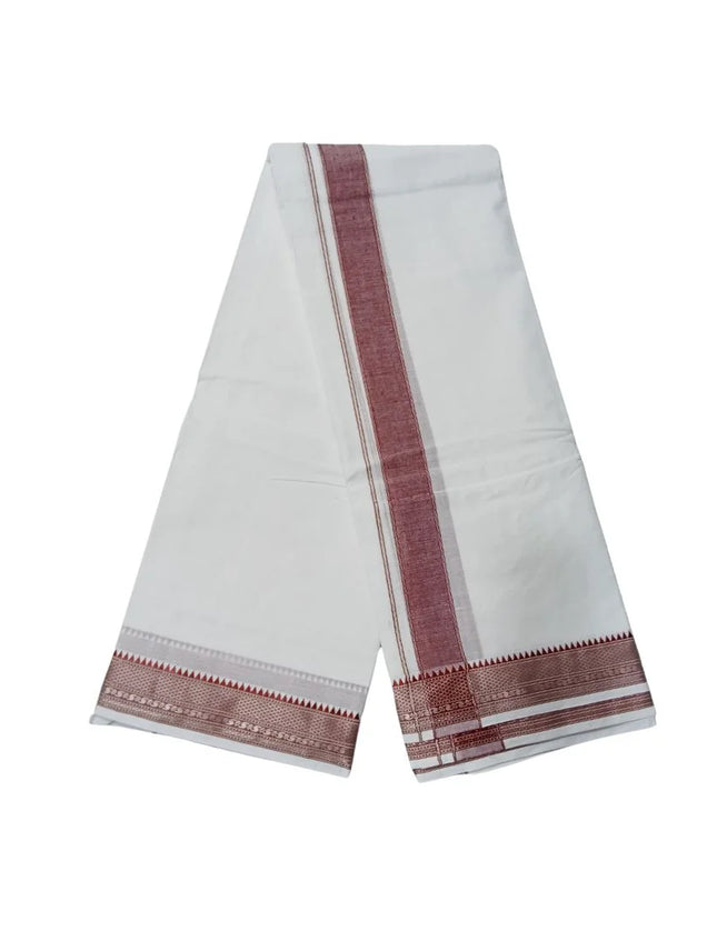 Men Pure Cotton Vishnu White Panchakacham Dhoti- 10x6