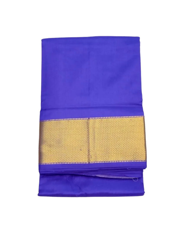 Men Pure Silk Big Border Blue Panchakacham Dhoti 9x5