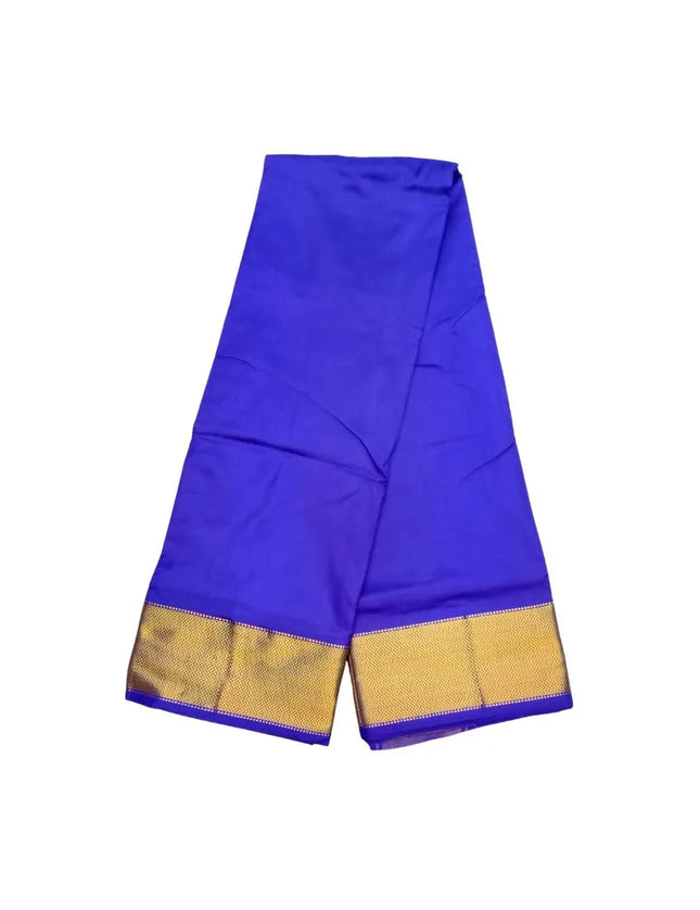 Men Pure Silk Big Border Blue Panchakacham Dhoti 9x5