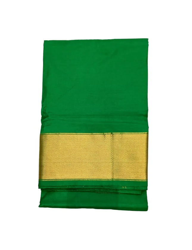 Men Pure Silk Big Border Green Panchakacham Dhoti 9x5