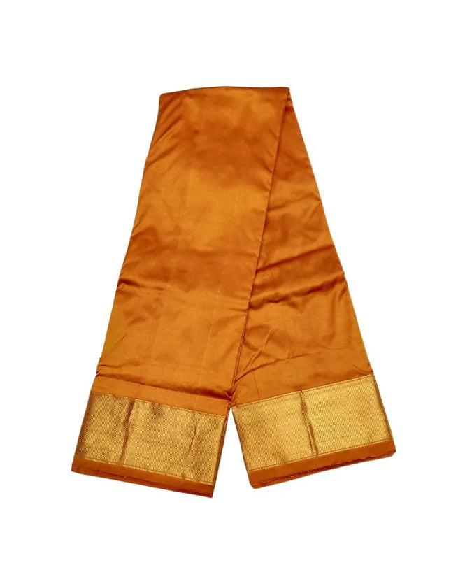 Men Pure Silk Big Border Mustard Yellow Panchakacham Dhoti 9x5