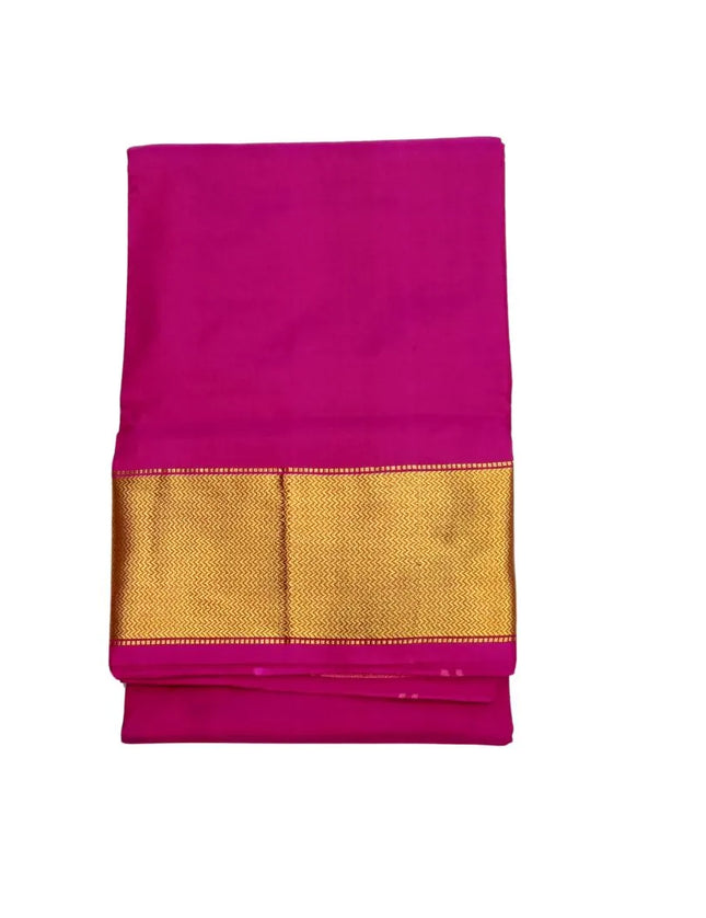 Men Pure Silk Big Border Pink Panchakacham Dhoti 9x5