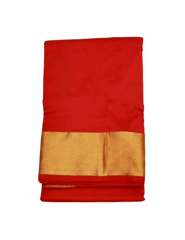 Men Pure Silk Big Border Red Panchakacham Dhoti 9x5