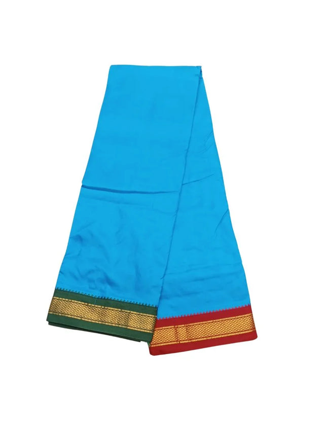 Men Pure Silk Mayilkan Border Blue Panchakacham Dhoti 9x5
